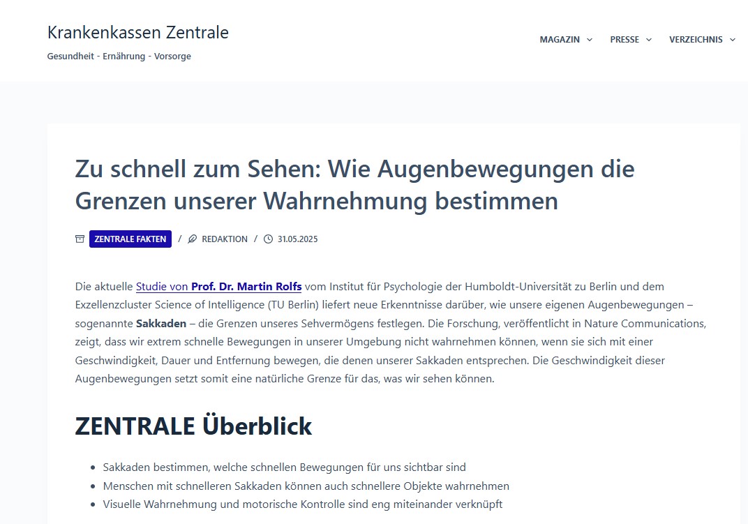 Zu schnell zum Sehen: Wie Augenbewegungen die Grenzen unserer Wahrnehmung bestimmen