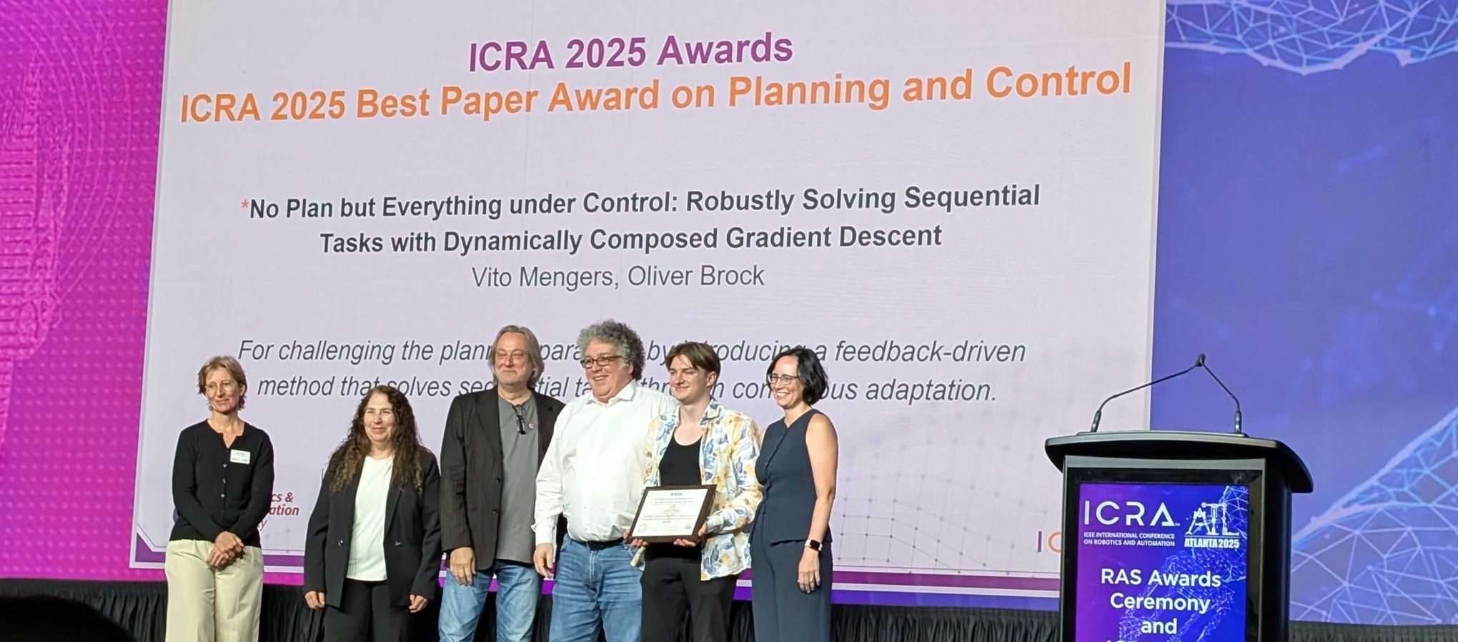 SCIoI member Vito Mengers receives Best Paper Award at IEEE International Conference on Robotics and Automation (ICRA) 2025