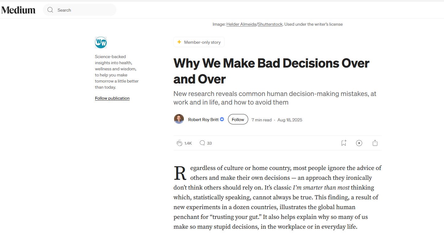 Why We Make Bad Decisions Over and Over