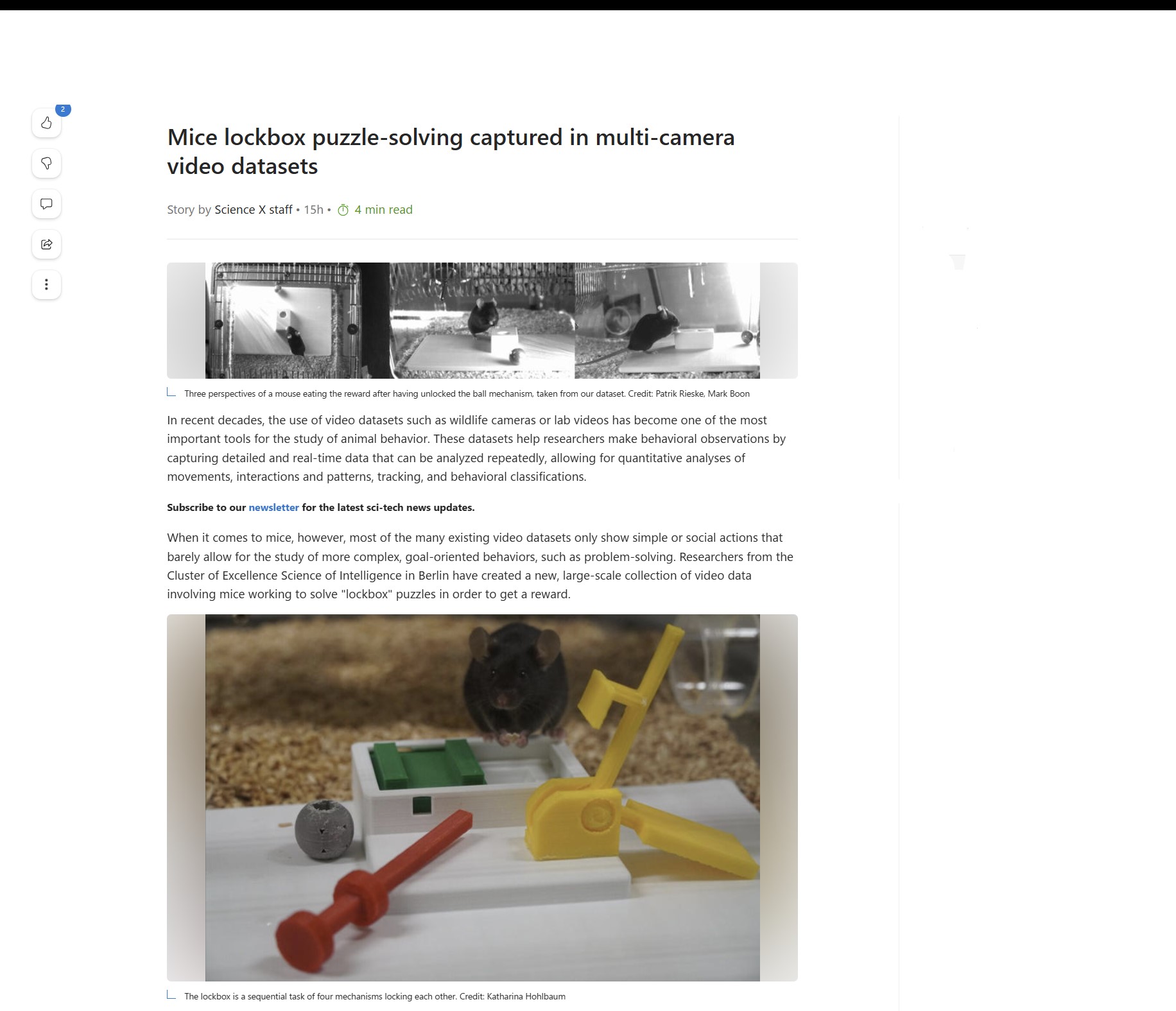 Mice lockbox puzzle-solving captured in multi-camera video datasets