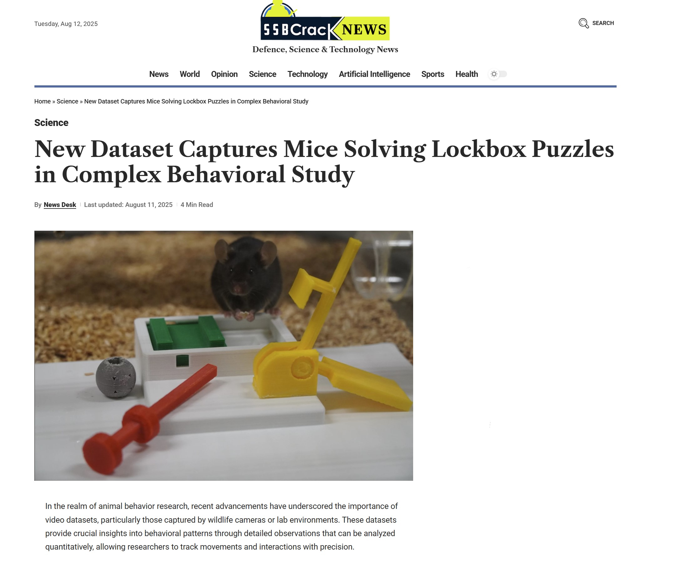 New Dataset Captures Mice Solving Lockbox Puzzles in Complex Behavioral Study
