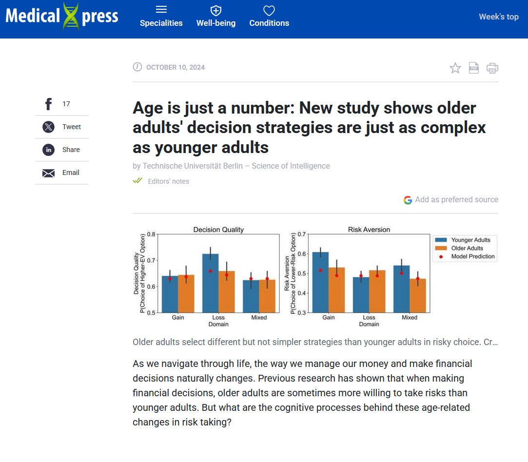 Age is just a number: How age influences intelligent decisions in risky choices