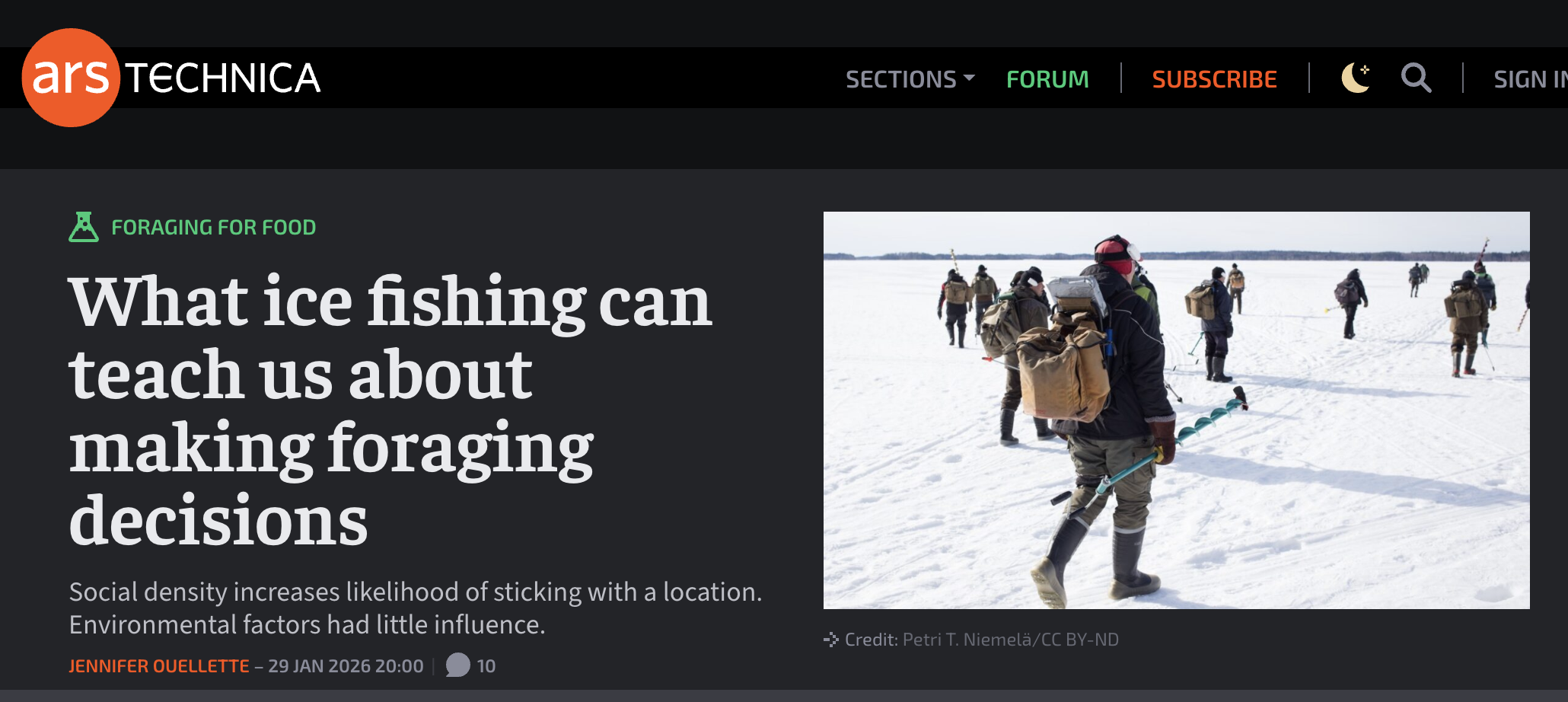 What ice fishing can teach us about making foraging decisions